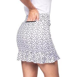Golftini Women Celebration Ruffle Golf Skort Black White Floral Size XS Stretch